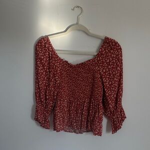 American Eagle Outfitters Red Floral Blouse